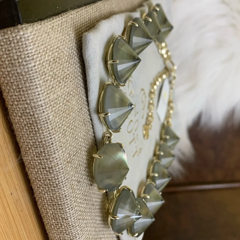 Kendra Scott NWT Jolie Gray Illusion 14K Gold-Plated Statement Necklace +Pouch